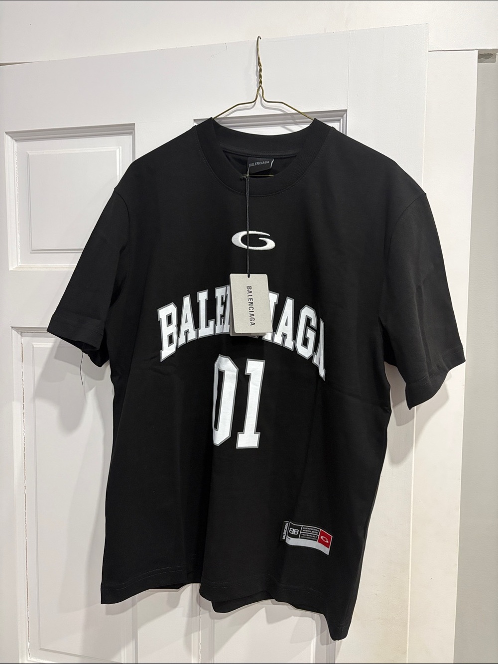 Balenciaga Black Short-Sleeve '01' Arch Logo Tee